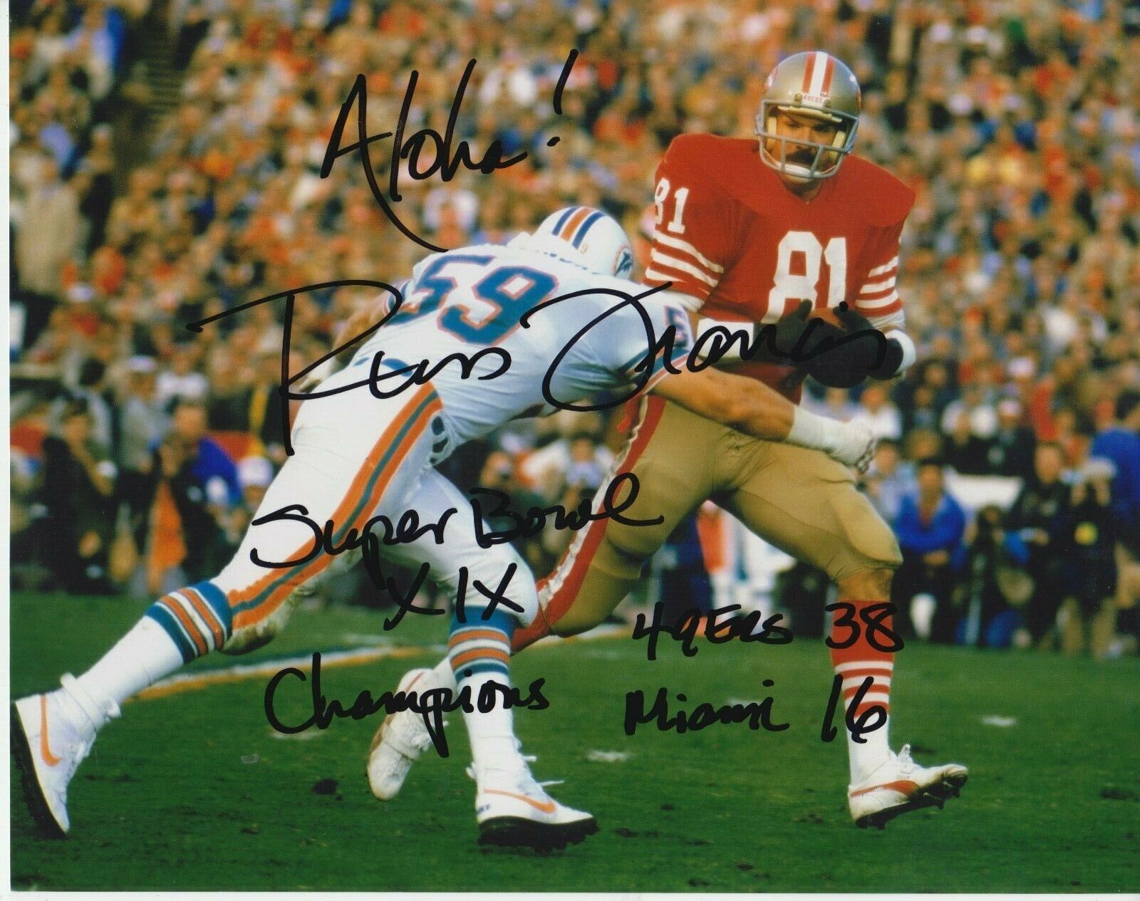 Russ Francis W/SB Inscriptions #0 8x10 Signed Photo Poster painting w/COA San Francisco 49ers