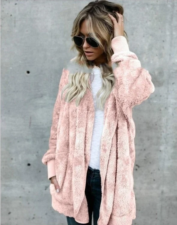 2021 plush warm top mid-length double-sided anti-fur coat oversized sweatshirt