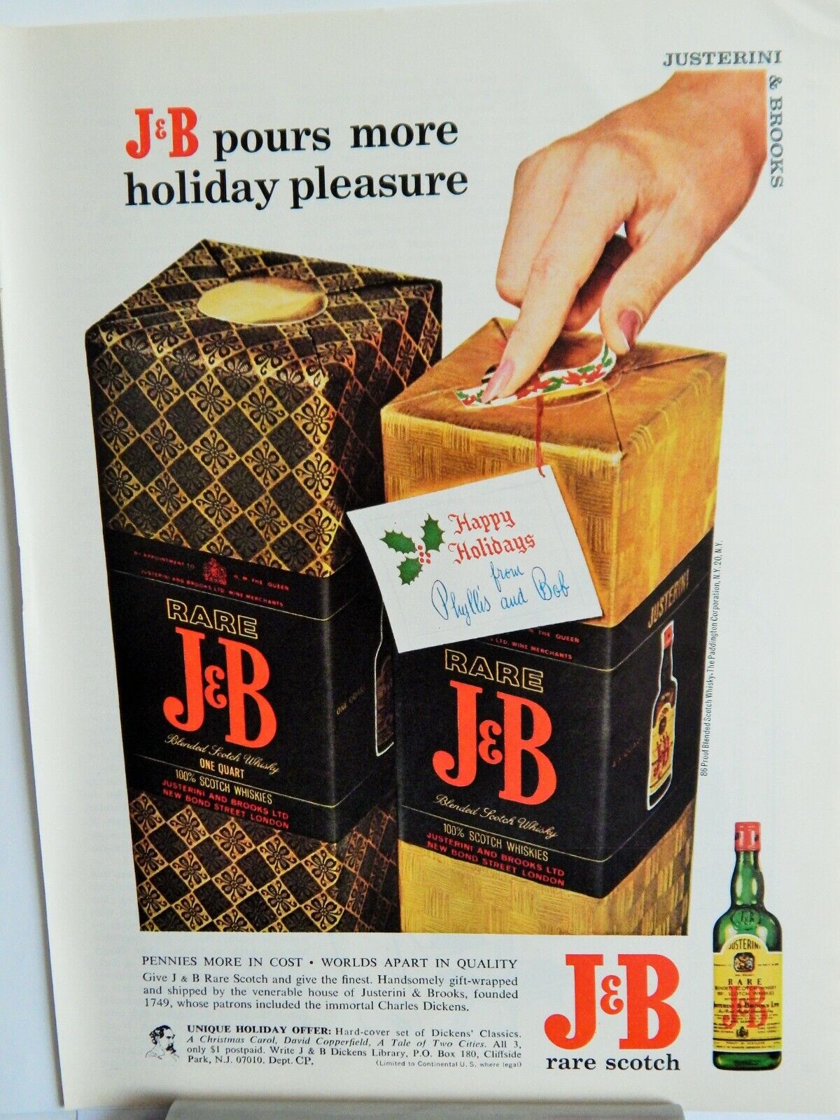 J&B RARE SCOTCH WHISKEY ORIG. VTG 1966 Photo Poster painting AD, RARE EPHEMERA