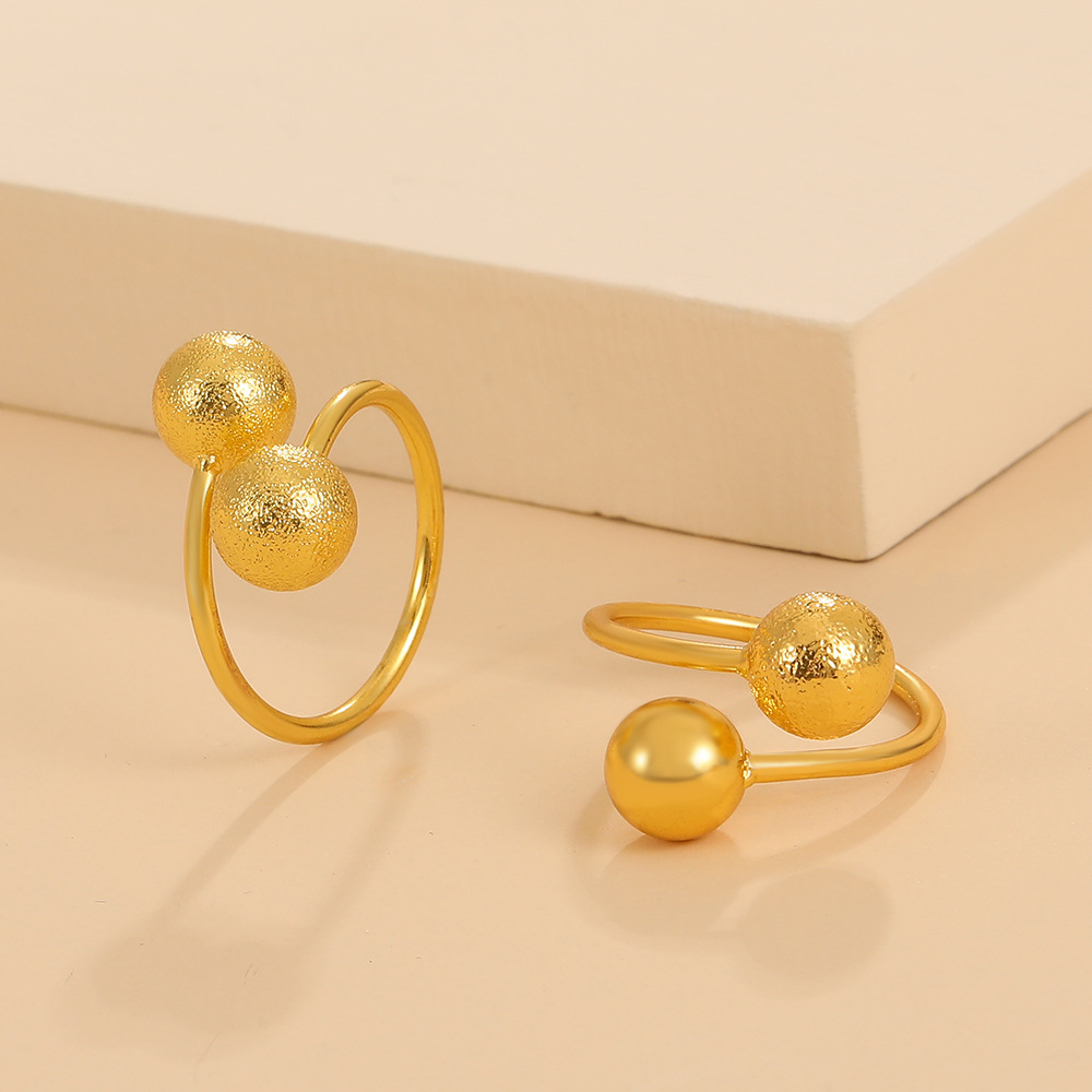 Round Bead Gold Plated Frosted Ring