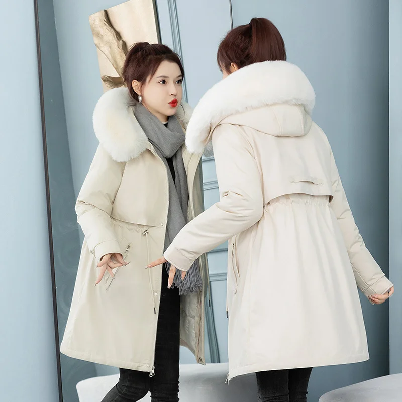 Woherb 2024 Winter New Thickened Down Cotton Korean Version Plus Cotton Liner To Overcome Cotton Coat Women's Long Cotton Suit-Outfit Ideas