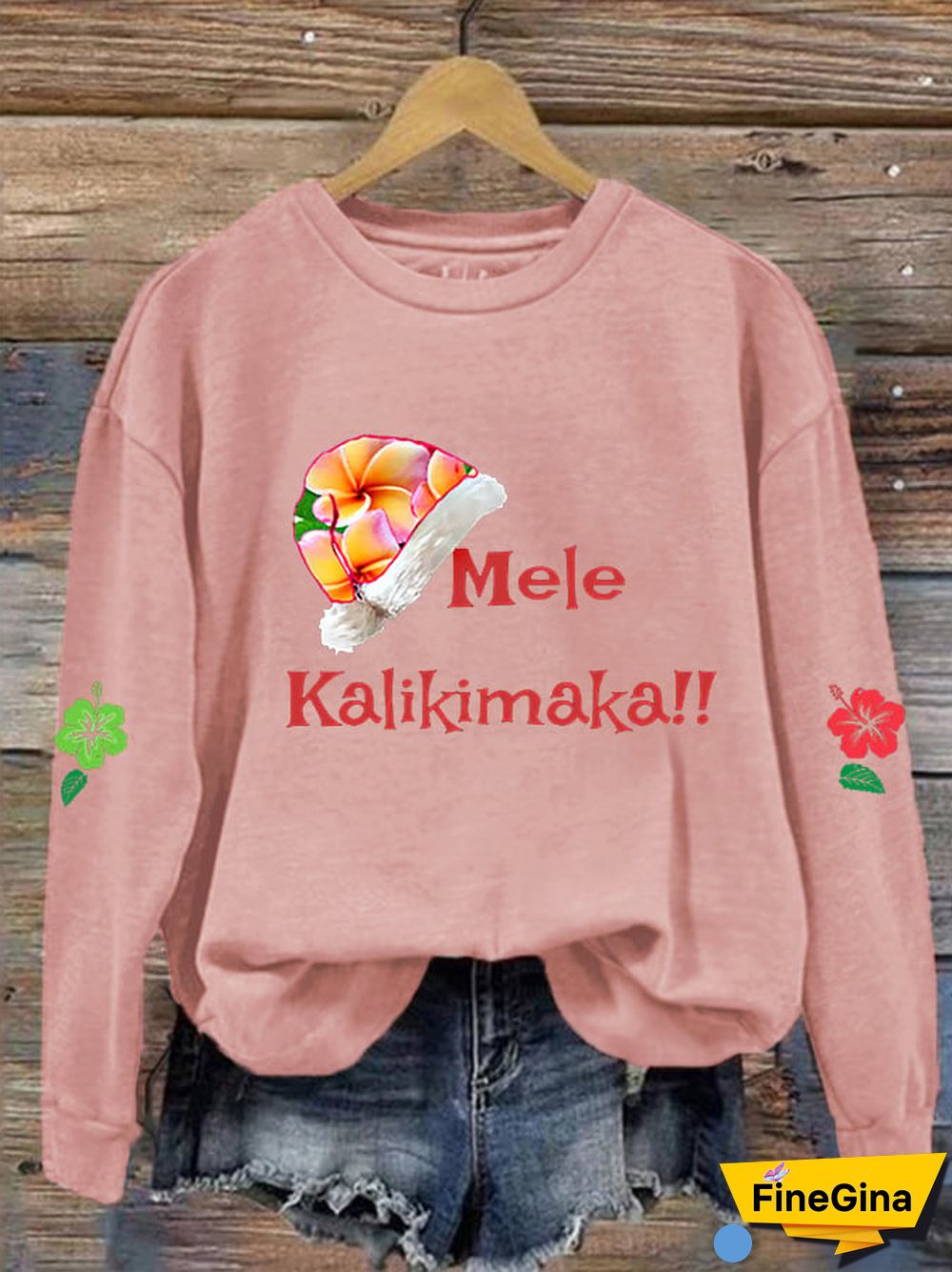 Women's Hawaiian Christmas Mele Kalikimaka Hibiscus Sweatshirt