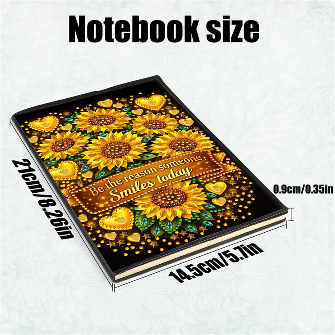 DIY Flower Diamond Painting Journals Notebooks 50 Pages A5 No Lines Special Shaped Diamond Art Kits for Beginners Craft Lovers and Artists (Sunflower)