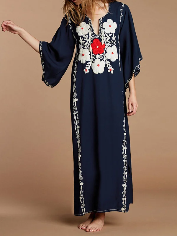 Ethnic Printed Flared Sleeves Cover-Ups Tops