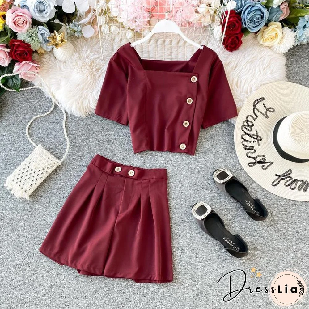 Square Collar Two-Piece Set P15461