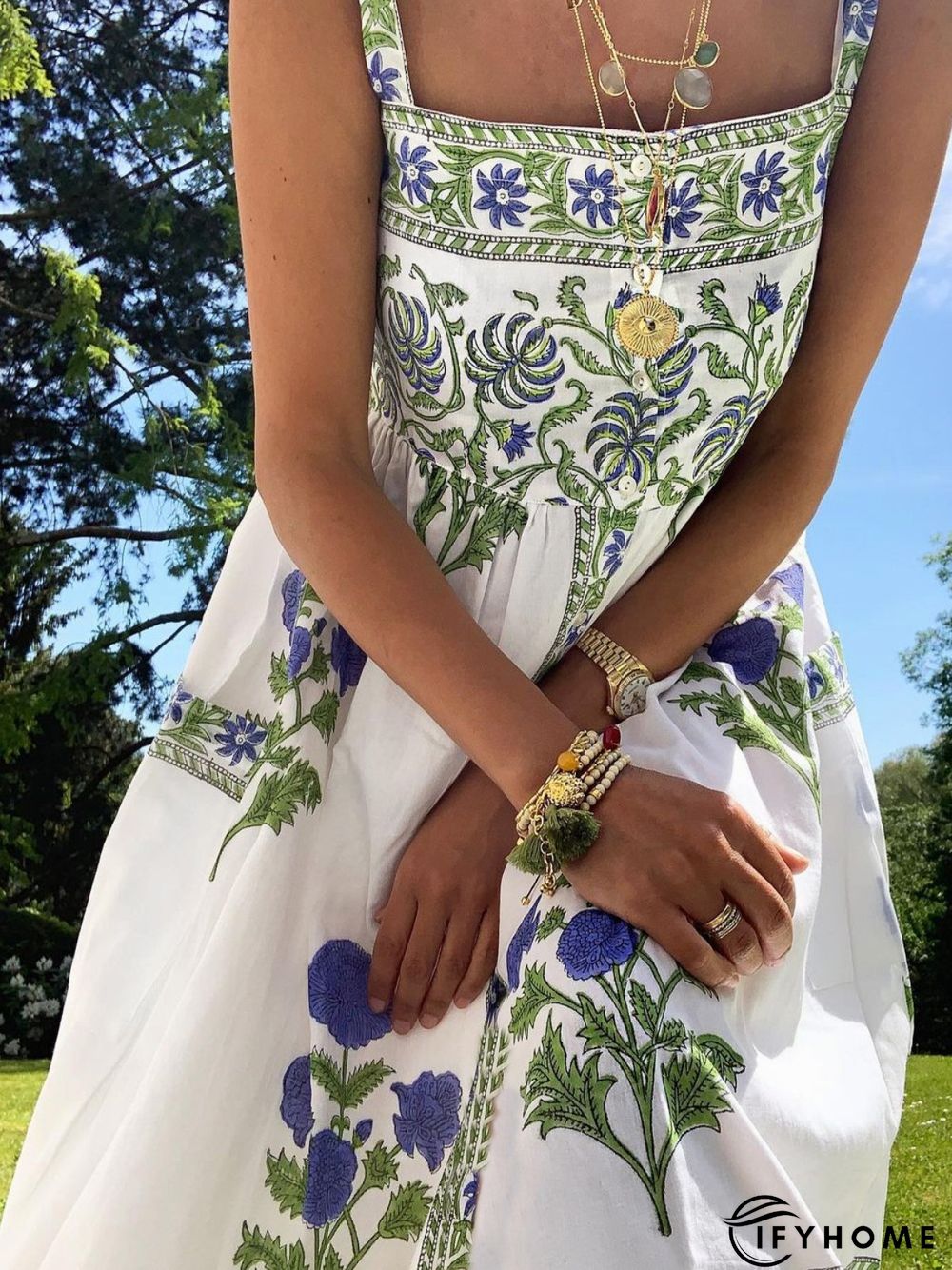 Sleeveless Printed Dress | IFYHOME