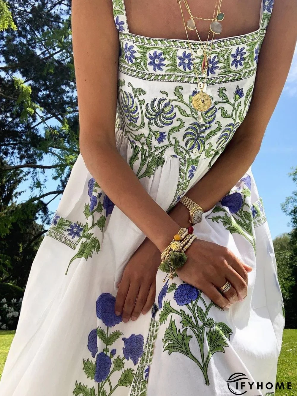 Sleeveless Printed Dress | IFYHOME