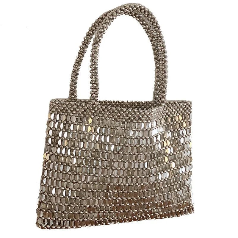 Silver Beads Environmental Electroplated Plastic Beads Women Hand Bag Any Color Can Be Customized