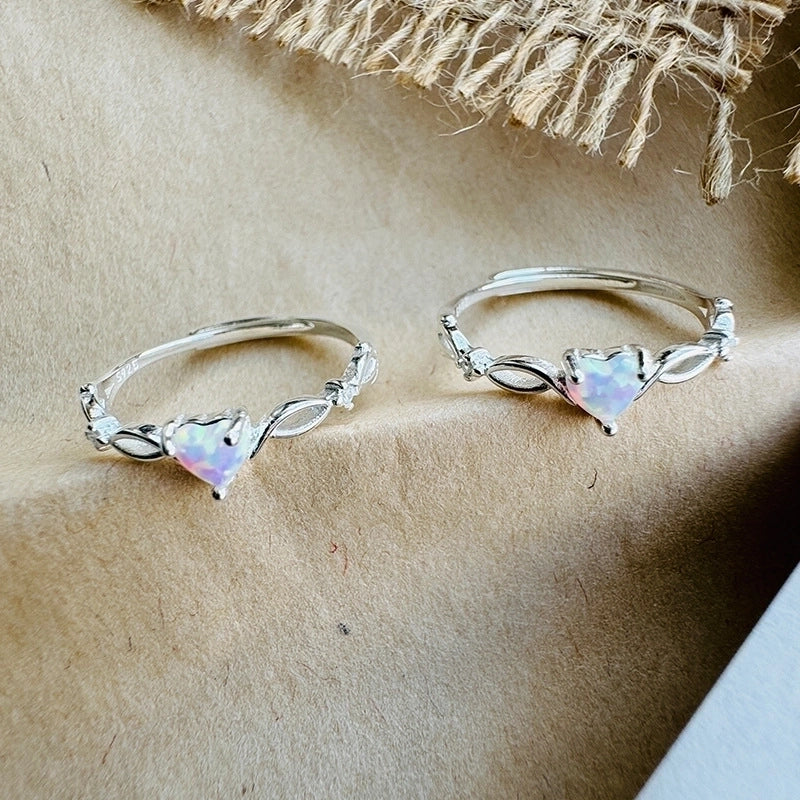 925 Sterling Silver Heart Shape Open Rings
