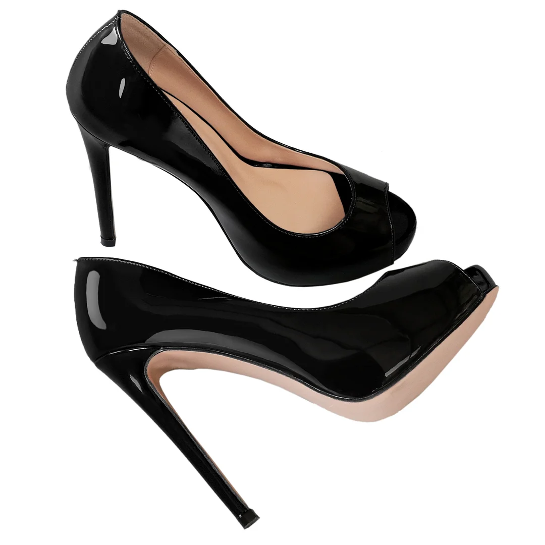4.72'' Women's Platforms Heels Party Wedding Patent Pumps-MERUMOTE