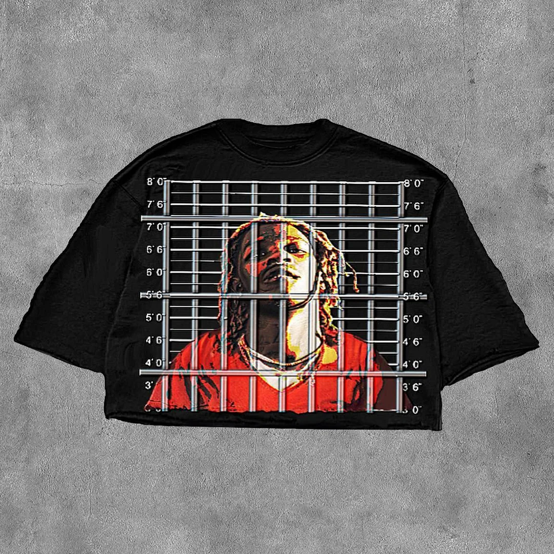 Free Thug Printed Three-quarter Sleeve T-shirt