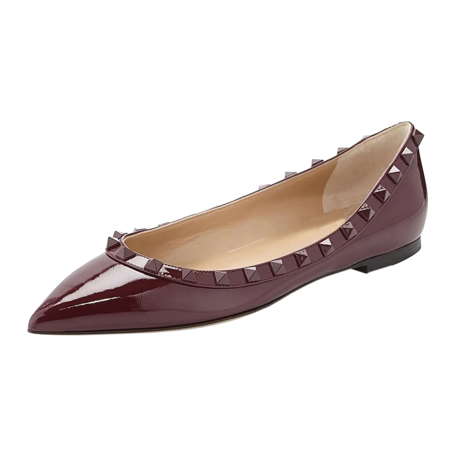 Pointed Toe Flats For Women Fashion Rivets Comfort Ballet Flats Shoes-vocosishoes