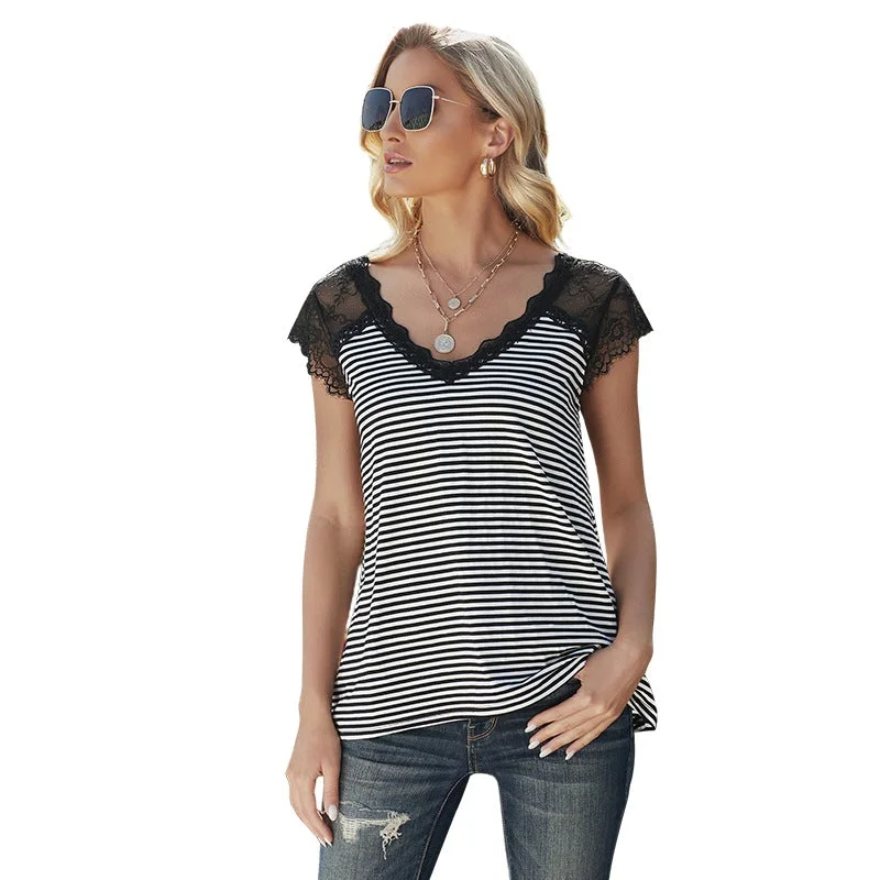 Women's Lace Stitching Vest V-neck Fashion Sleeveless Vest