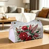 Diamond Painting Red Rose Hummingbird PU Leather Tissue Box for Napkin Holder