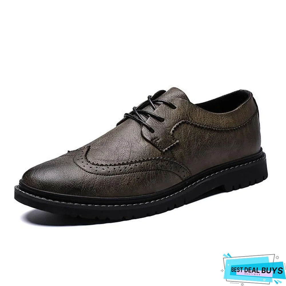 Men's Summer / Fall Business / Vintage / British Daily Office & Career Oxfords Nappa Leather Breathable Non-Slipping Wear Proof Black / Khaki / Gray