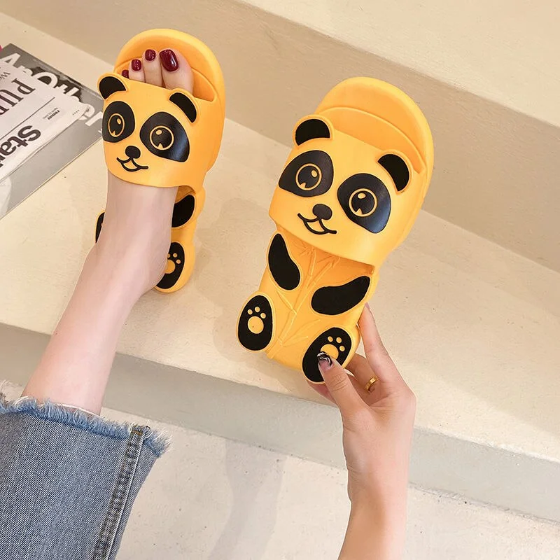 Qengg Slides Flat Slippers for Women Girls House Wear Panda Shoes Shower Beach Slipper