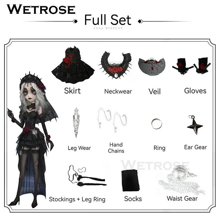 【Wetrose】In Stock Psychologist Cosplay Costume Everlasting Night Identity V Gothic Bride Vampire Wedding Dress Halloween Lolita