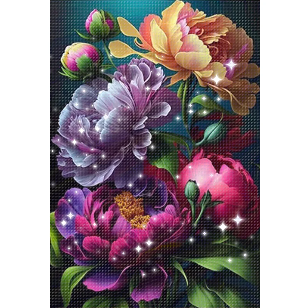 9CT Full Stamped Cross Stitch Bead Embroidery- Flower(Canvas|50*69CM)