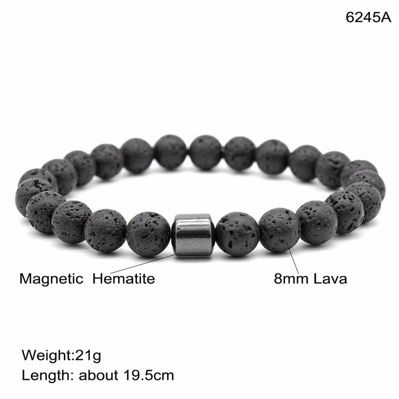 Natural Stone Beaded Bracelet Europe And America Hot Selling Men’s Volcanic Stone Magnetic Black Gallstone Beaded Bracelet