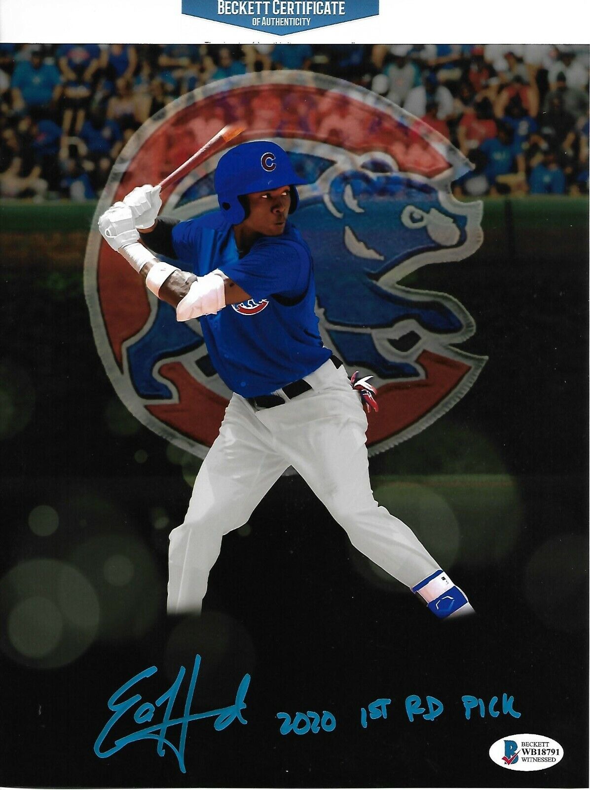 ED HOWARD signed autographed CHICAGO CUBS 8X10 2020 FIRST ROUND PICK COA BECKETT