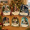 6pcs DIY Christmas Lighthouse Pearl Art Diamond Painting 3D Greeting Card
