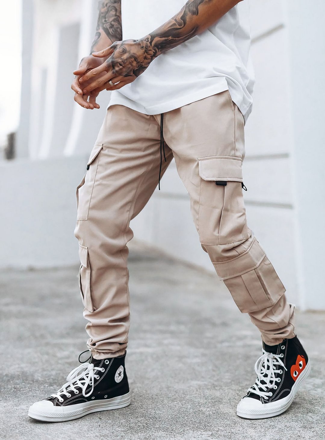 Beige Cargo Pants
 Utility Cargo Pants V10 in Beige