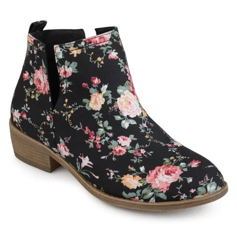 Elegant Floral Slip-On Ankle Boots | IFYHOME