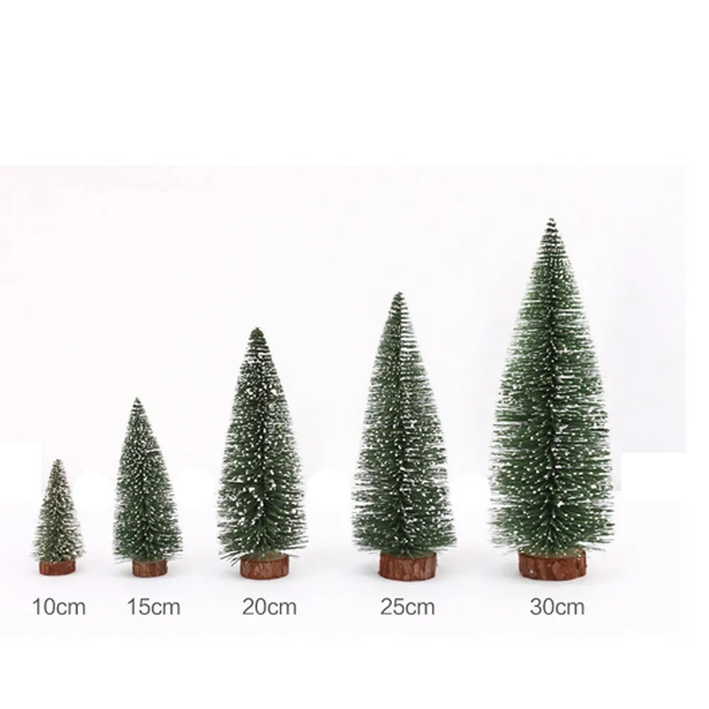 Tegooe Mini Faux Pine Tree with Wood Base - Snow Flocked Christmas Tabletop Decoration
