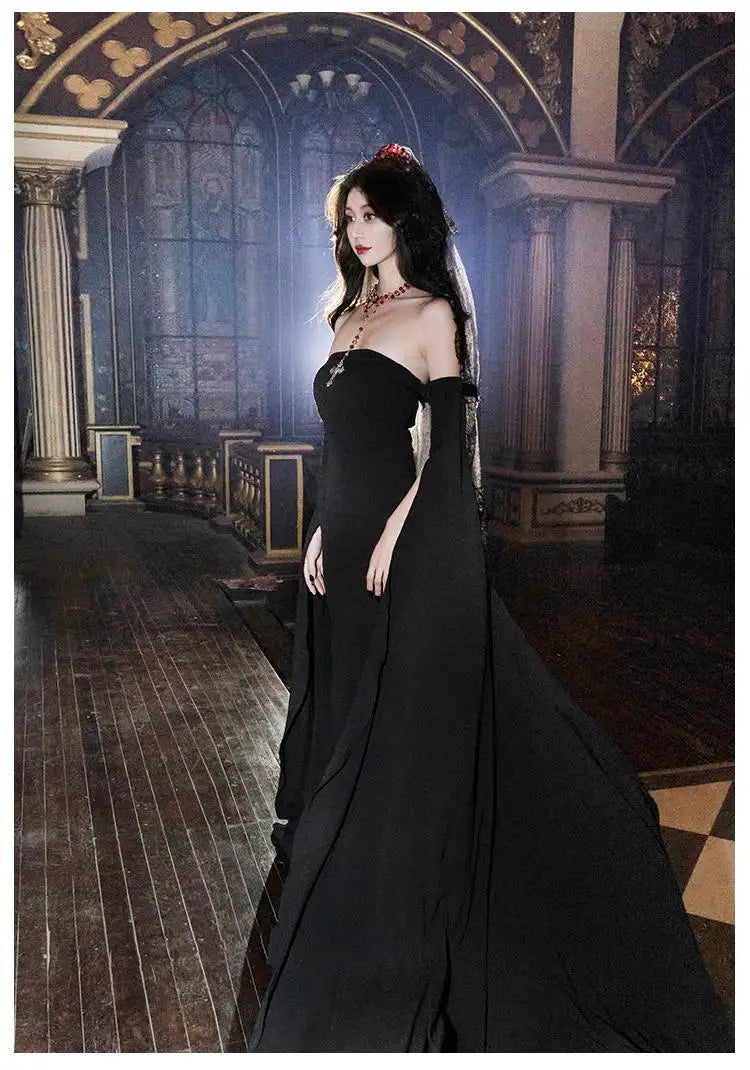 Aiertu Black Backless Floor Long Dress Summer Fashion French Red Strapless Dresses Women Elegant Sleeveless Slim Gowns Party Dress Chic Aiertu