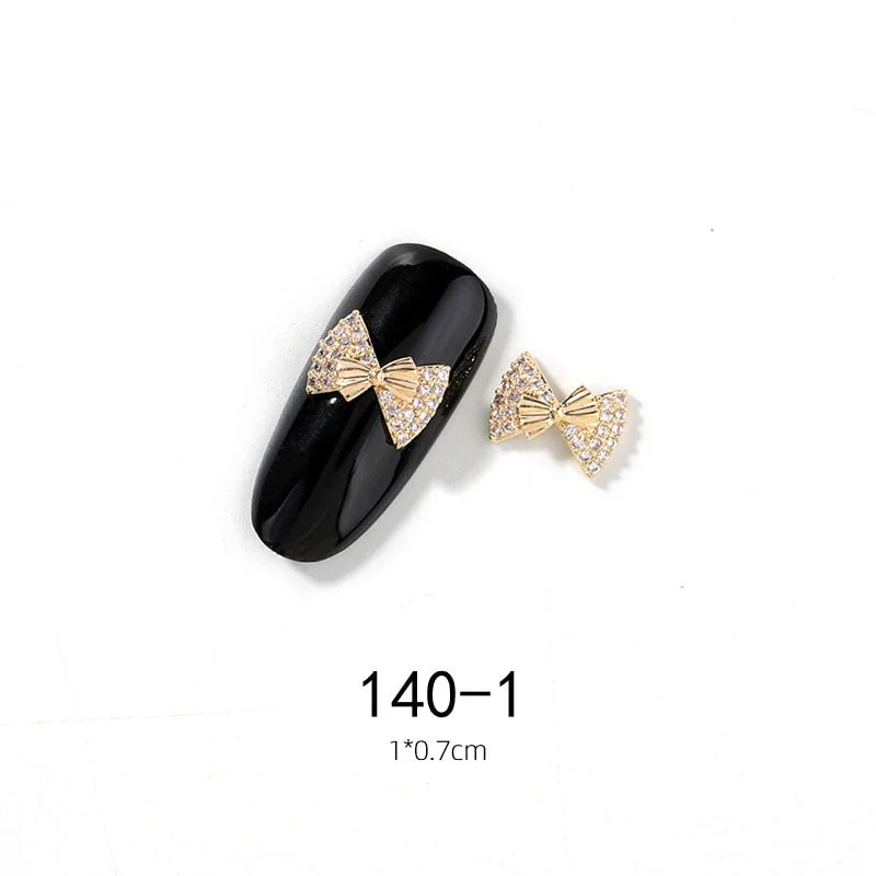 Latest 2 pc alloy Zircon Nail art decoration luxury zircon rhinestone tassel heart wing nail jewelry high end long nail charms