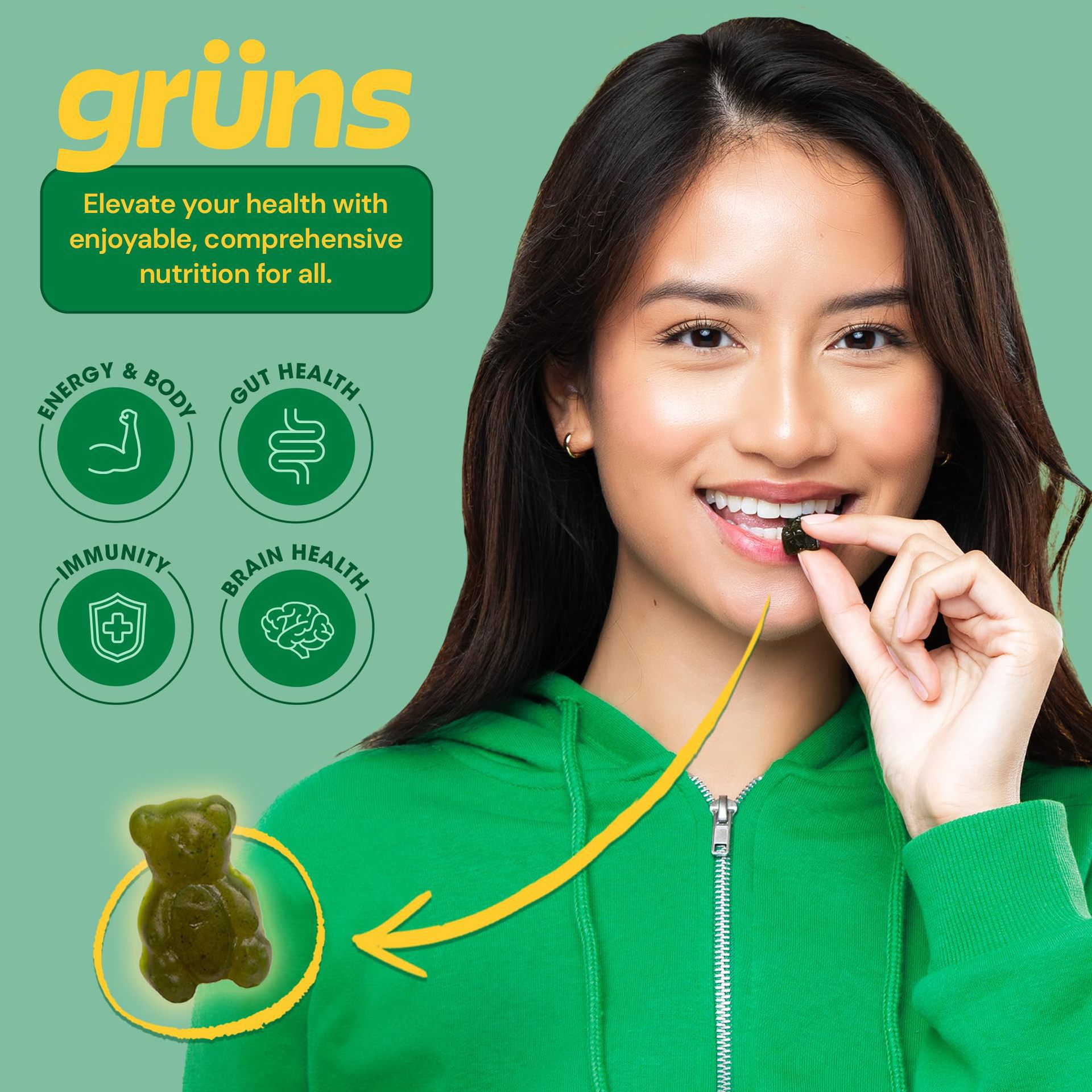 Outelande Spirulina Gummies – 228 Vegan Gummies for Gut Health, Immunity, Energy, and Sharp Focus  lanranbee