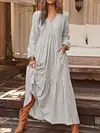 V Neck Women Dresses Pockets Going Out Casual Paneled Dresses
