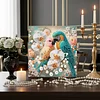 Fleurs oiseaux bricolage, set de peinture perl&eacute;e avec forme sp&eacute;ciale avec cadre 25x25cm