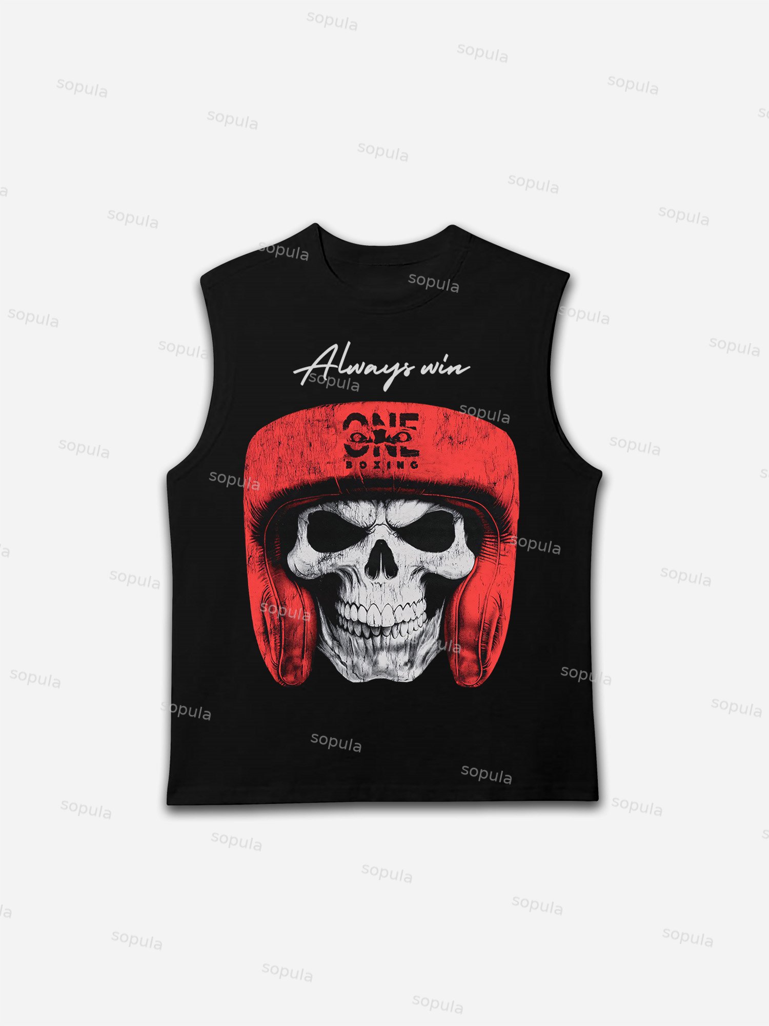 Big Head Skull Boxing Graphic Tank Top