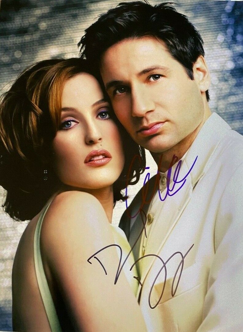 David Duchovny Gillian Anderson signed autographed 11x14 Photo Poster painting X-Files Mulder