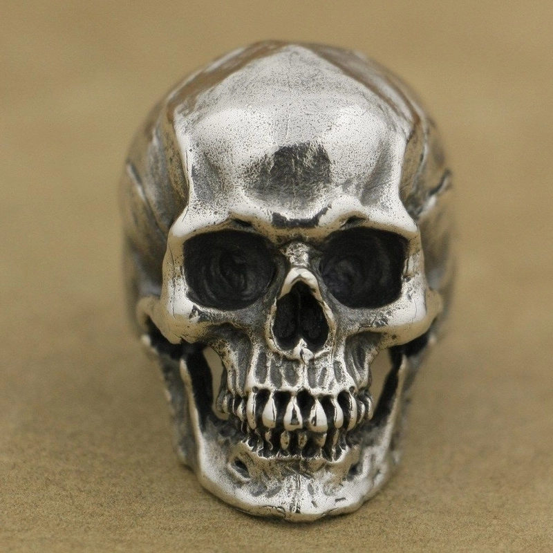 Halloween New Skull Ring Vintage Crack Ghost Ring Rock Set Ruby Men’s Ring
