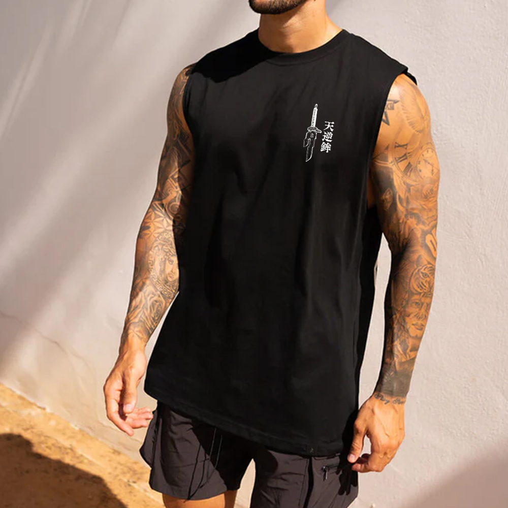 Men's Casual Anime Printed Fitness Tank Top
