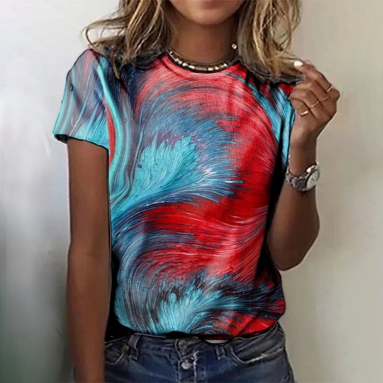 Artwishers Casual Abstract Print Short Sleeve T-Shirt