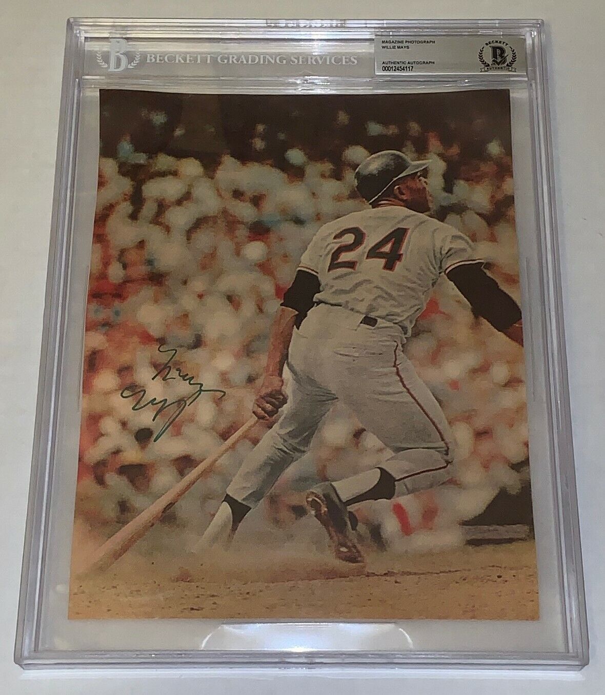 Willie Mays Giants signed Vintage Magazine Photo Poster painting BGS Beckett Encapsulated