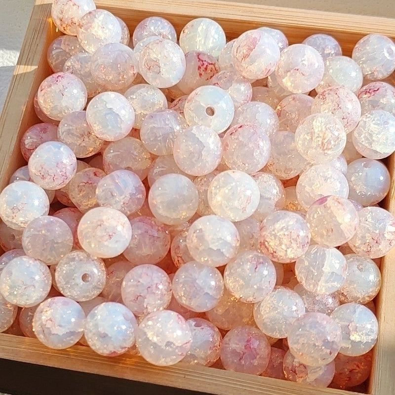 New 8/10mm Water Dyed Protein Jade Broken New Chinese Style Gold Sprinkling Glass Bead DIY Bracelet Ornament Straight Hole Beads Loose Beads