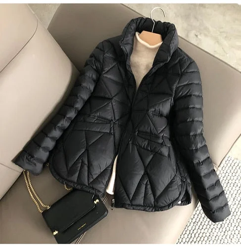 Fitaylor Winter Light Down Short Jacket Women 90% White Duck Down Warm Coat Ladies Stand Collar Casual Loose Solid Color Outwear