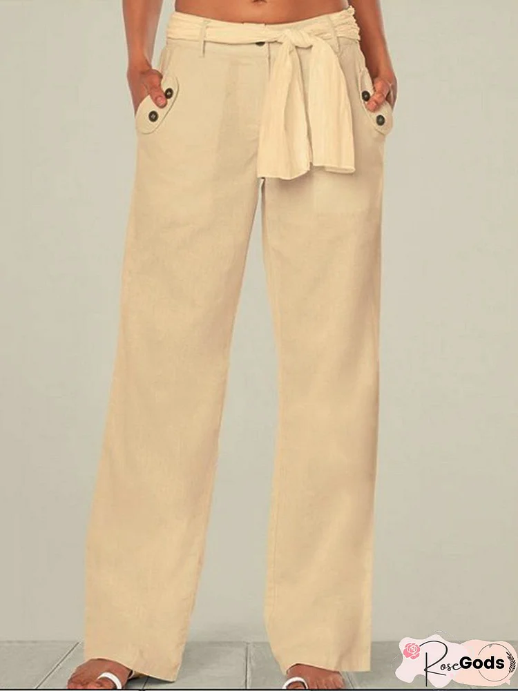 Women Vintage Cotton-Blend Pants