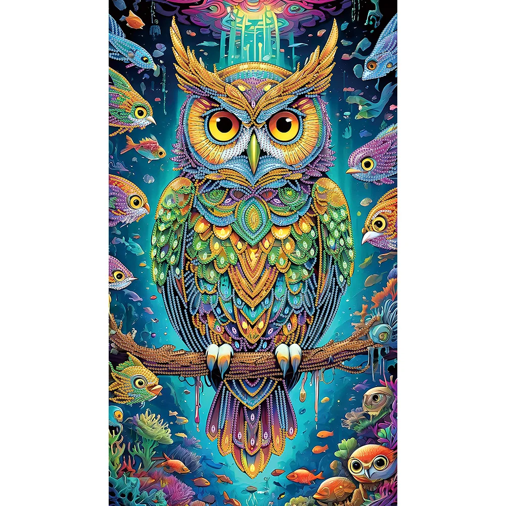 Partial Special-shaped Crystal Rhinestone Diamond Painting - Owl(Canvas|40*70cm)