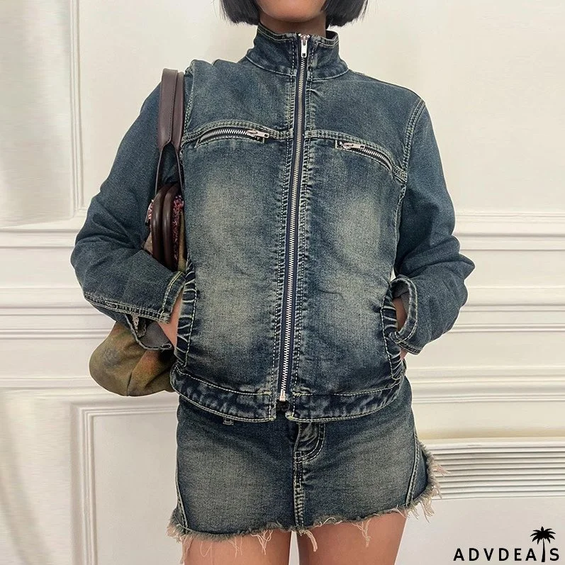 Winter And Spring Women's Street Trendy Sexy Denim Jacket