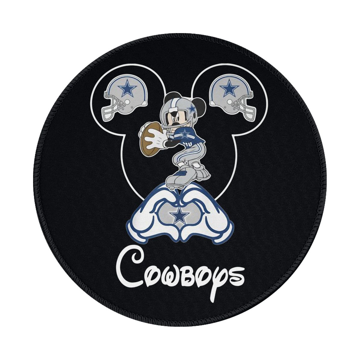 Dallas Cowboys Mickey Mouse Waterproof Round Mouse Pad for Wireless Mouse