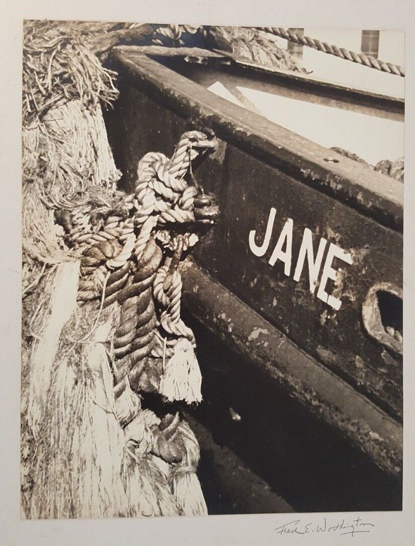 B / Avec ,Antique Photo Poster painting (Jane Bateau) Par Fred E.Worthington - Signée / Circa