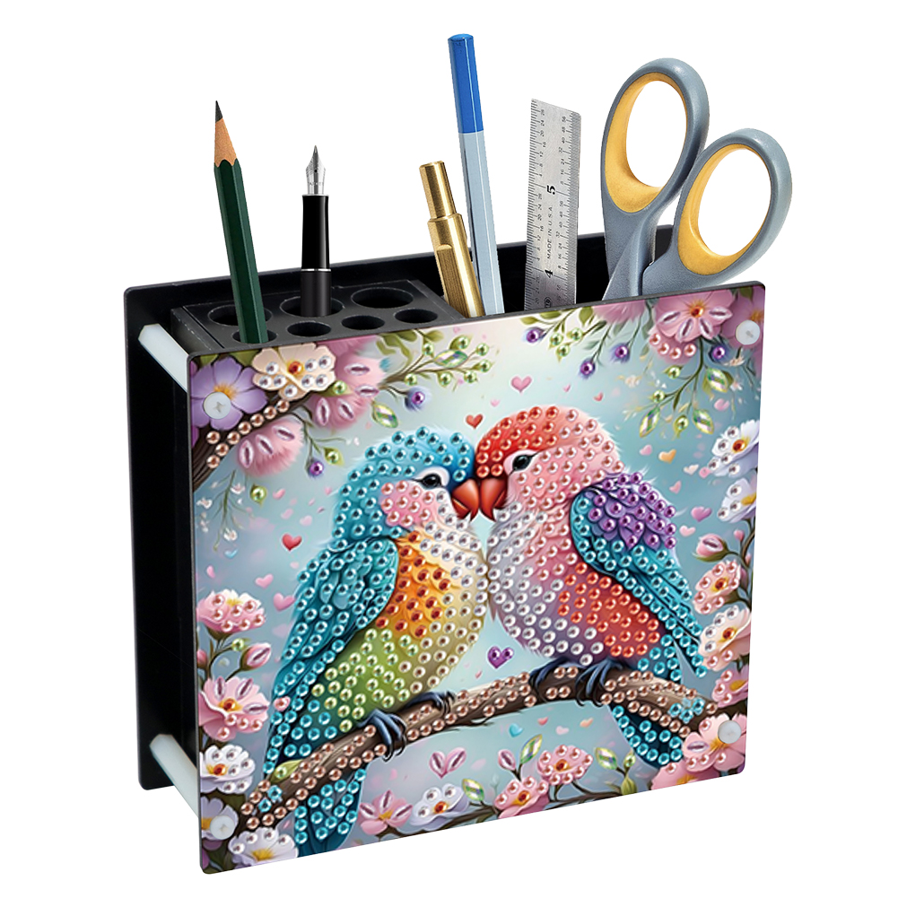 Acrylic Special Shaped DIY Diamond Painting Pencil Holder Organizer (Parrot)