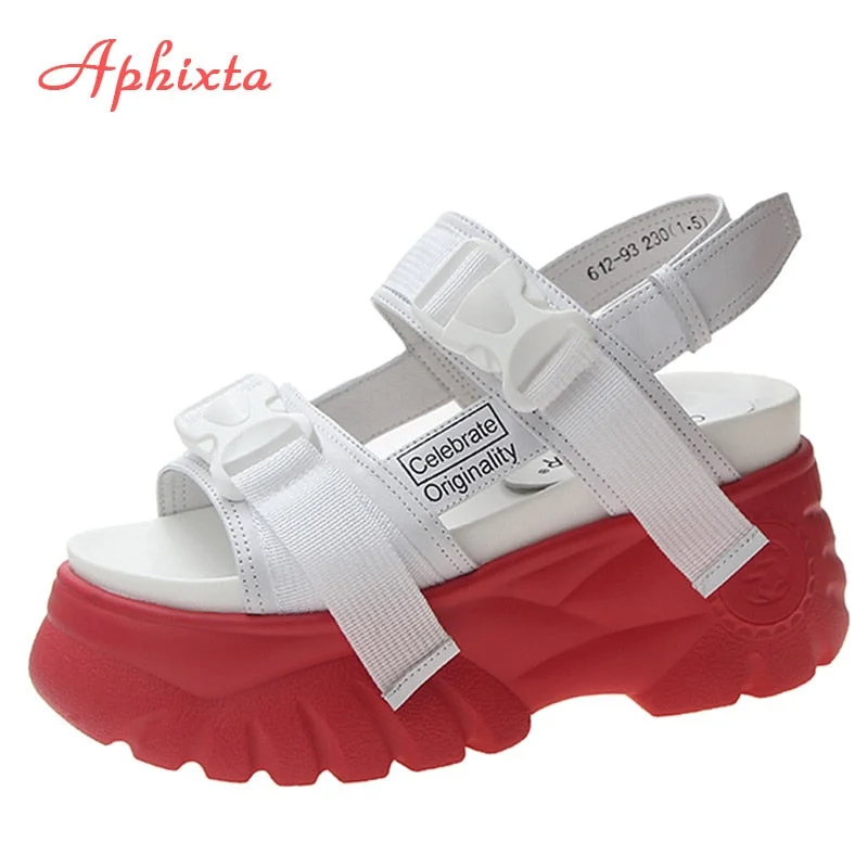 Aphixta Summer Wedges Heels Platform Slippers Women Sandals Thick Sole Ladies Buckle Shoes Woman Zapatillas Chinelo Sandalia