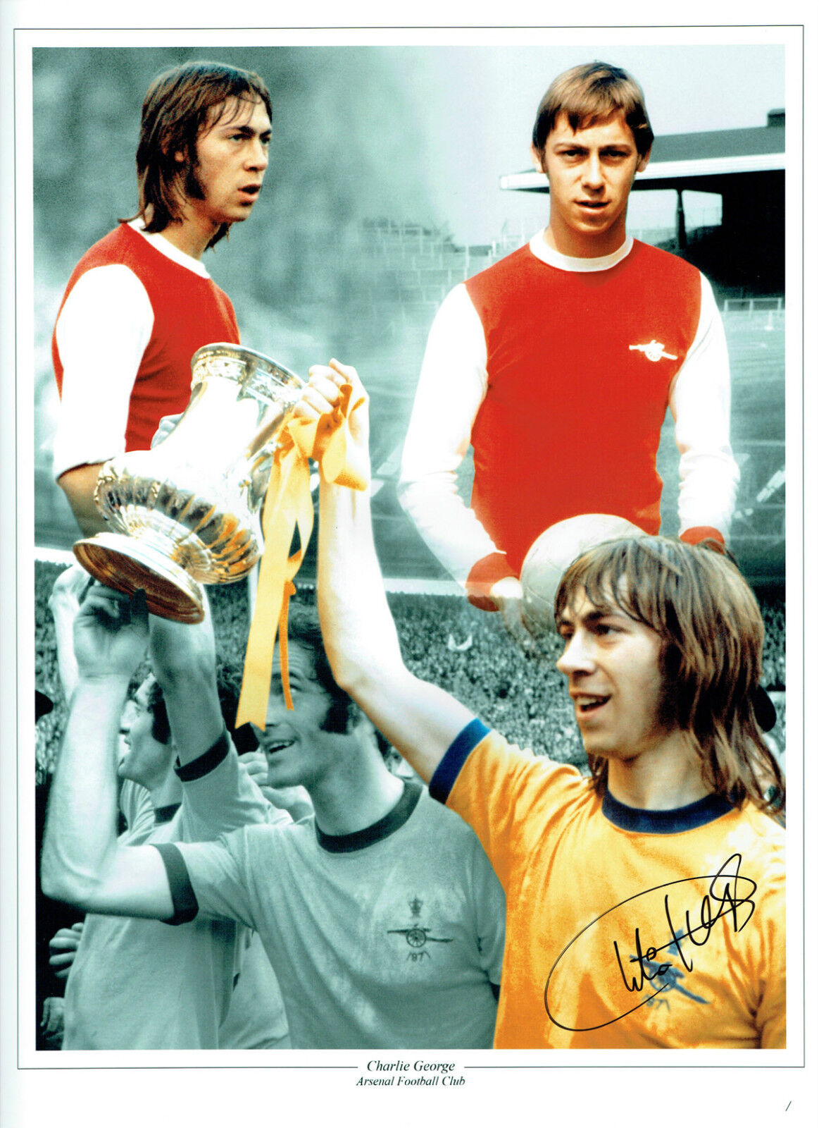 Charlie GEORGE Signed ARSENAL Autograph 16x12 Montage Photo Poster painting AFTAL COA