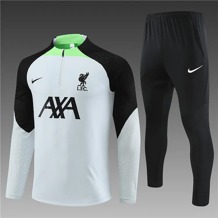 2023-24 Liverpool Light Grey & Green Half-Drawn Training Jersey